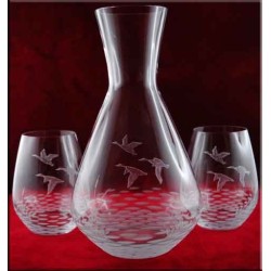 Coffret Carafe et 2 verres "Canards"