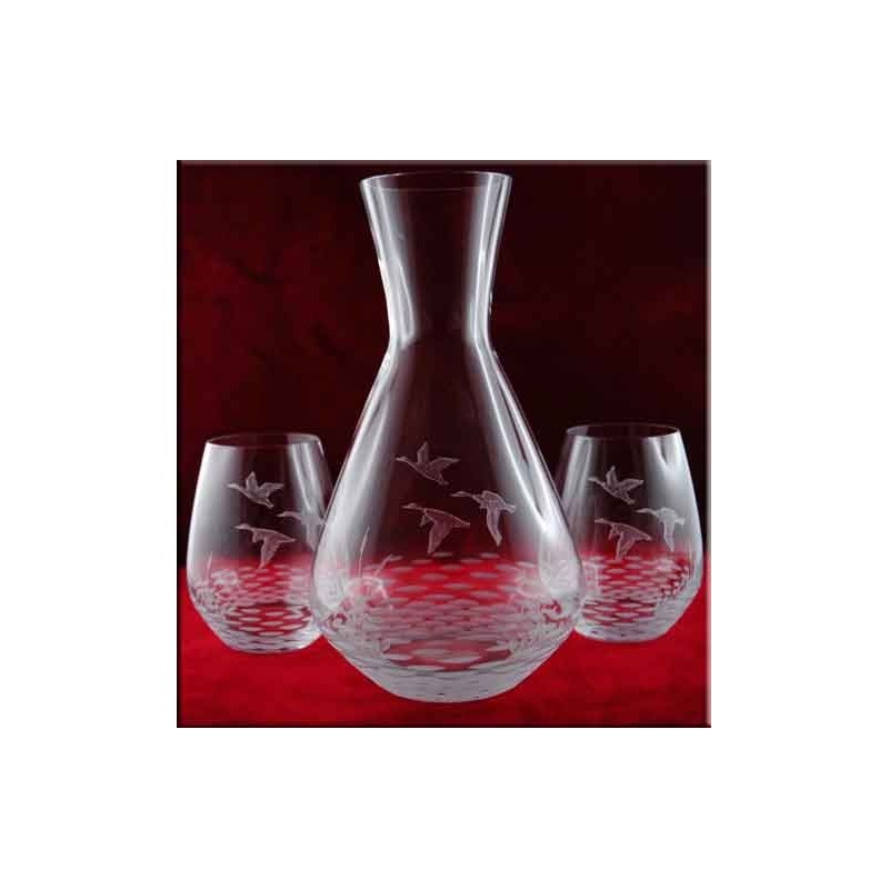 Coffret Carafe et 2 verres "Canards"