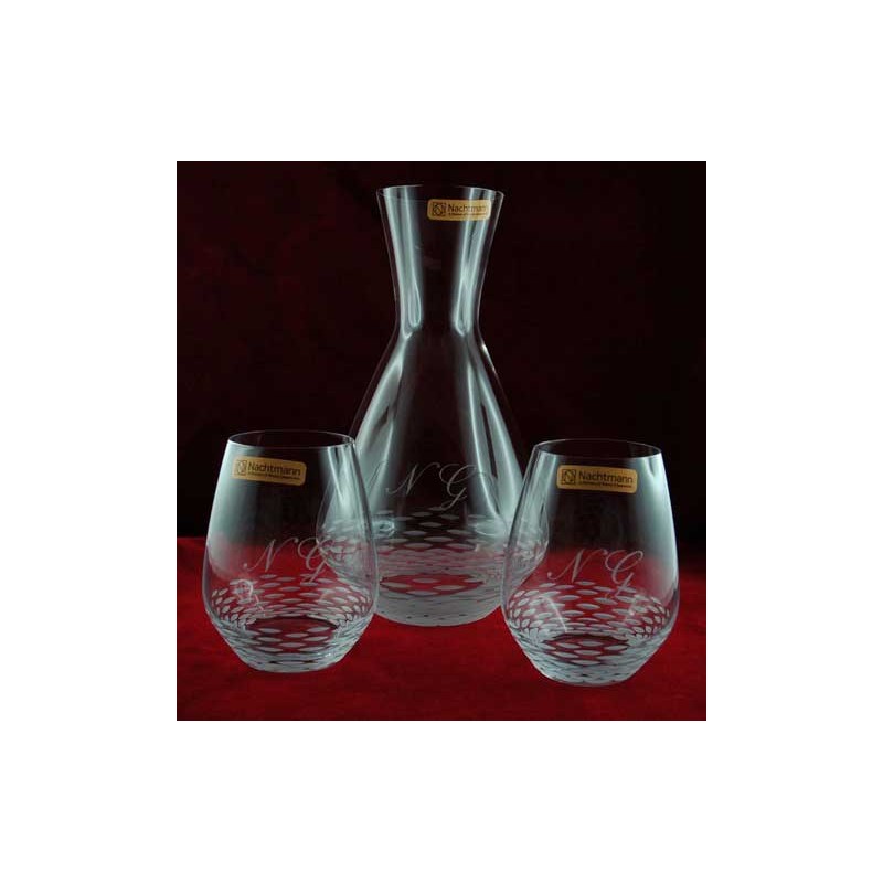 Coffret Carafe et 2 verres "aux Initiales gravées"