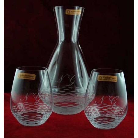 Coffret Carafe et 2 verres "aux Initiales gravées"