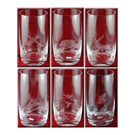 Verres de Chasse gravés aux animaux de la chasse FH Verres de Chasse gravés aux animaux de la chasse FH